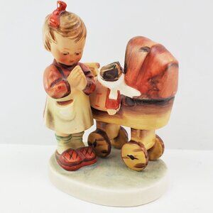 MJ Hummel "Doll Mother" Vintage West Germany Girl Stroller 67 Figurine 4.5"